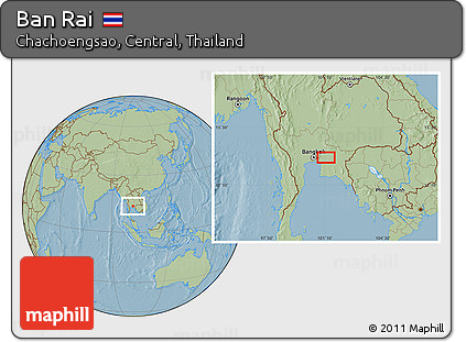 Savanna Style Location Map of Ban Rai, hill shading