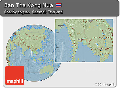 Savanna Style Location Map of Ban Tha Kong Nua, hill shading