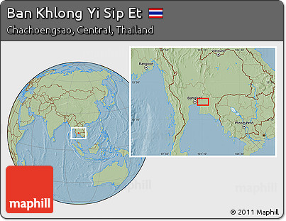 Savanna Style Location Map of Ban Khlong Yi Sip Et, hill shading