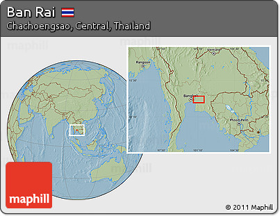 Savanna Style Location Map of Ban Rai, hill shading