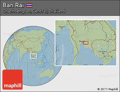 Savanna Style Location Map of Ban Rai, hill shading