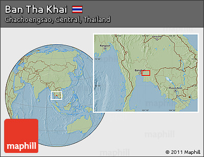 Savanna Style Location Map of Ban Tha Khai, hill shading