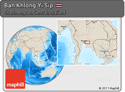 Shaded Relief Location Map of Ban Khlong Yi Sip