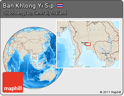 Shaded Relief Location Map of Ban Khlong Yi Sip