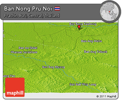 Physical Panoramic Map of Ban Nong Pru Noi
