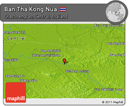 Physical Panoramic Map of Ban Tha Kong Nua