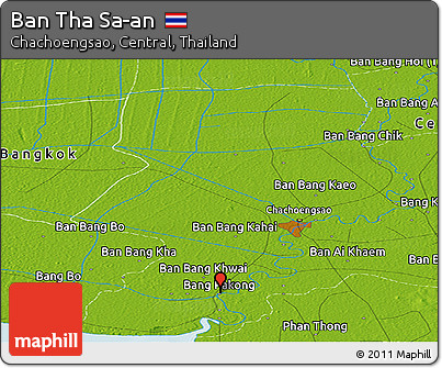 Physical Panoramic Map of Ban Tha Sa-an
