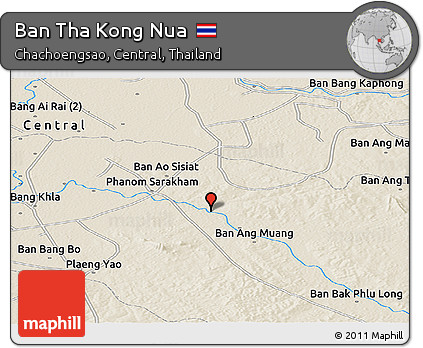 Shaded Relief Panoramic Map of Ban Tha Kong Nua