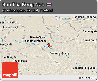 Shaded Relief Panoramic Map of Ban Tha Kong Nua