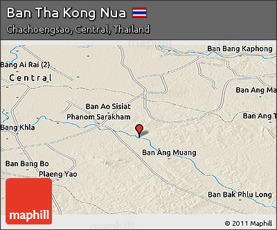 Shaded Relief Panoramic Map of Ban Tha Kong Nua