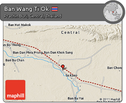 Shaded Relief 3D Map of Ban Wang Ti Ok