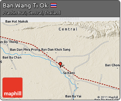 Shaded Relief 3D Map of Ban Wang Ti Ok