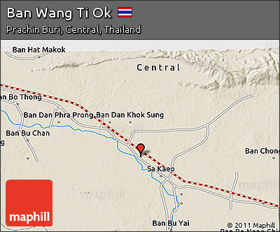 Shaded Relief 3D Map of Ban Wang Ti Ok