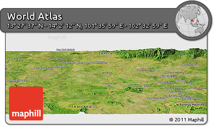 Satellite Panoramic Map of the Area around 13° 44' 54" N, 102° 4' 29" E