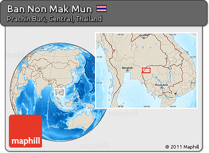 Shaded Relief Location Map of Ban Non Mak Mun