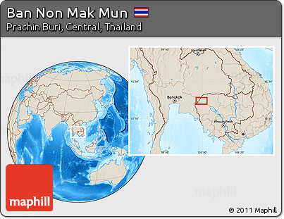 Shaded Relief Location Map of Ban Non Mak Mun