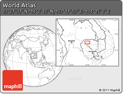 Blank Location Map of the Area around 13° 44' 54" N, 103° 46' 30" E