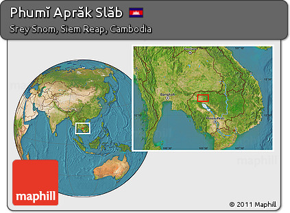 Satellite Location Map of Phumĭ Aprăk Slăb