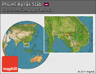 Satellite Location Map of Phumĭ Aprăk Slăb
