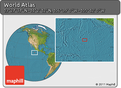 Satellite Location Map of the Area around 13° 44' 54" N, 106° 10' 30" W