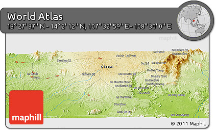 Physical Panoramic Map of the Area around 13° 44' 54" N, 108° 1' 30" E