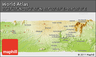 Physical Panoramic Map of the Area around 13° 44' 54" N, 108° 1' 30" E