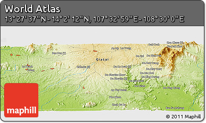 Physical Panoramic Map of the Area around 13° 44' 54" N, 108° 1' 30" E