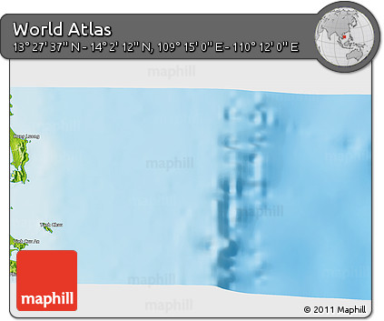 Physical 3D Map of the Area around 13° 44' 54" N, 109° 43' 29" E