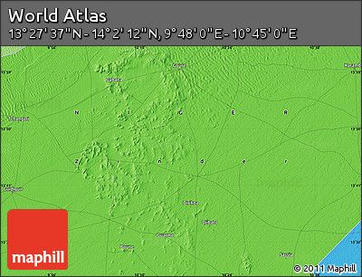 Political Map of the Area around 13° 44' 54" N, 10° 16' 30" E