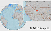 Gray Location Map of Gola, hill shading