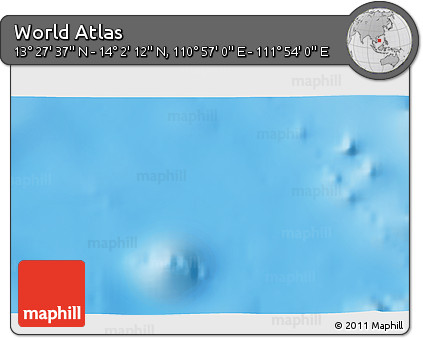 Physical 3D Map of the Area around 13° 44' 54" N, 111° 25' 30" E