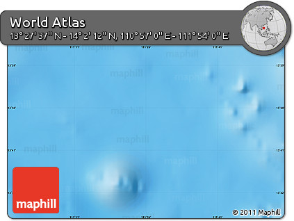 Shaded Relief Map of the Area around 13° 44' 54" N, 111° 25' 30" E