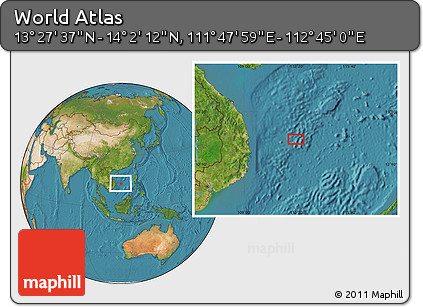 Satellite Location Map of the Area around 13° 44' 54" N, 112° 16' 30" E