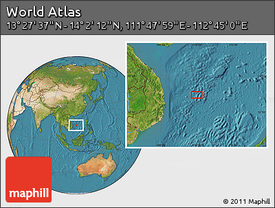 Satellite Location Map of the Area around 13° 44' 54" N, 112° 16' 30" E