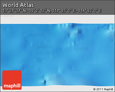 Physical 3D Map of the Area around 13° 44' 54" N, 118° 13' 29" E
