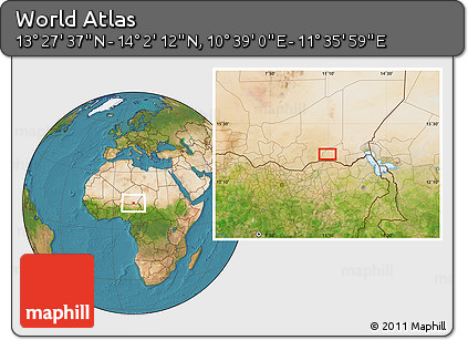 Satellite Location Map of the Area around 13° 44' 54" N, 11° 7' 30" E