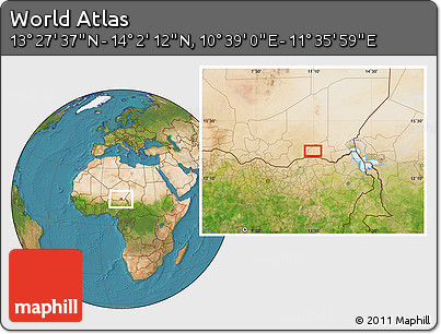Satellite Location Map of the Area around 13° 44' 54" N, 11° 7' 30" E