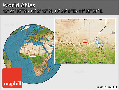 Satellite Location Map of the Area around 13° 44' 54" N, 11° 7' 30" E