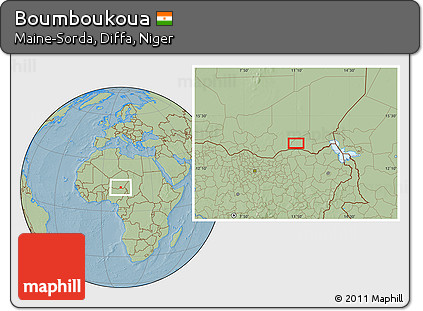 Savanna Style Location Map of Boumboukoua, hill shading