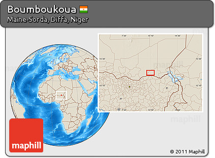 Shaded Relief Location Map of Boumboukoua