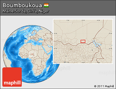Shaded Relief Location Map of Boumboukoua