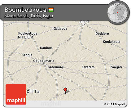 Shaded Relief Panoramic Map of Boumboukoua