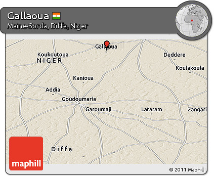 Shaded Relief Panoramic Map of Gallaoua