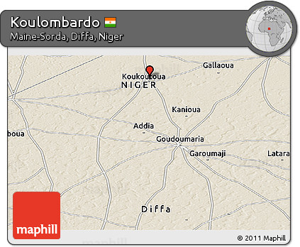 Shaded Relief Panoramic Map of Koulombardo