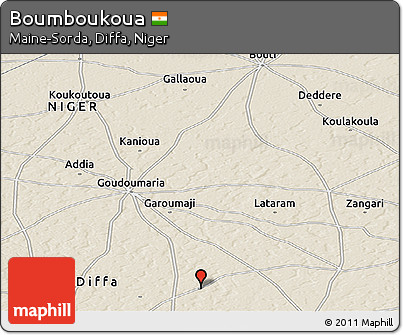 Shaded Relief Panoramic Map of Boumboukoua