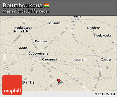 Shaded Relief Panoramic Map of Boumboukoua