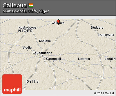 Shaded Relief Panoramic Map of Gallaoua