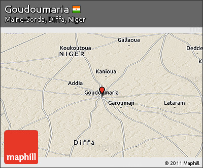 Shaded Relief Panoramic Map of Goudoumaria