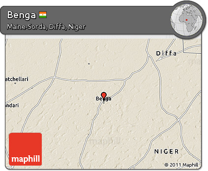 Shaded Relief 3D Map of Benga