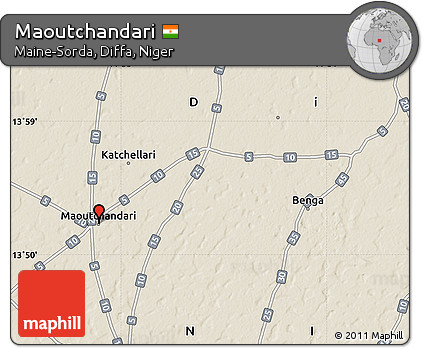Shaded Relief Map of Maoutchandari